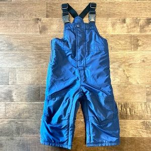 GAP Navy Blue Bib Overall Snow Pants With Full Zip at Legs - size 12-18 months